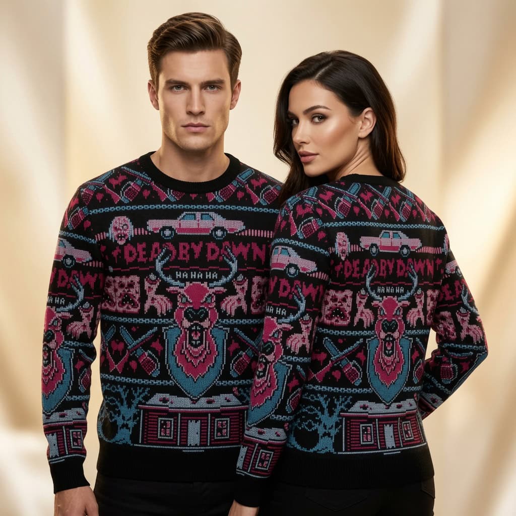 Dead By Dawn Cabin Horror Ugly Christmas Sweater, Xmas Sweatshirt