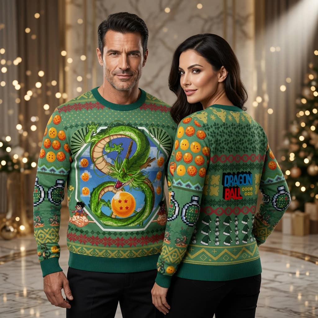 DB Z Christmas Sweater, Shenron Ugly Christmas Sweater, Anime Gift
