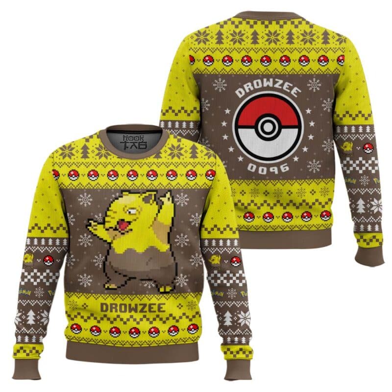 Drowzee PKM Ugly Christmas Sweater, Anime Holiday Sweatshirt, Gamer Gift
