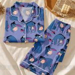 Eeyore Emotions Unisex Satin Pajamas, DN Cute Eeyore Pajamas, Long Sleeve And Short Styles