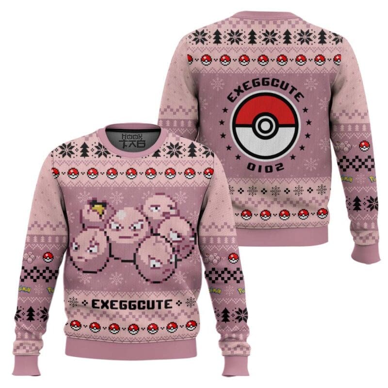 Exeggcute Ugly Christmas Sweater, Pokemon Holiday Gift, Funny Winter Pullover Exeggcute Ugly Christmas Sweater, PKM Holiday Gift, Funny Winter Pullover - Image 1
