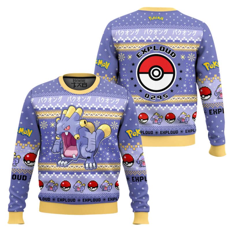 Exploud PKM Ugly Christmas Sweater - Normal Type PKM #0295 Anime Holiday Sweater