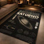 Futuristic Space Exploration Washable Area Rug Soft Home Floor Carpet for Modern Interiors