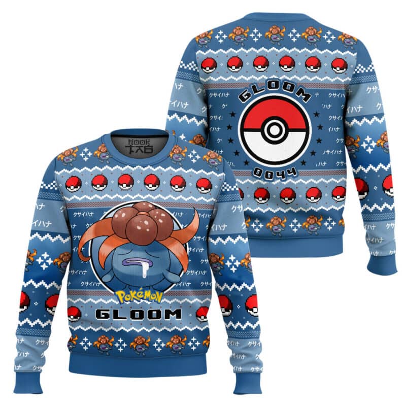 Gloom PKM Ugly Christmas Sweater, Retro Gen 1 Holiday Sweatshirt Gift