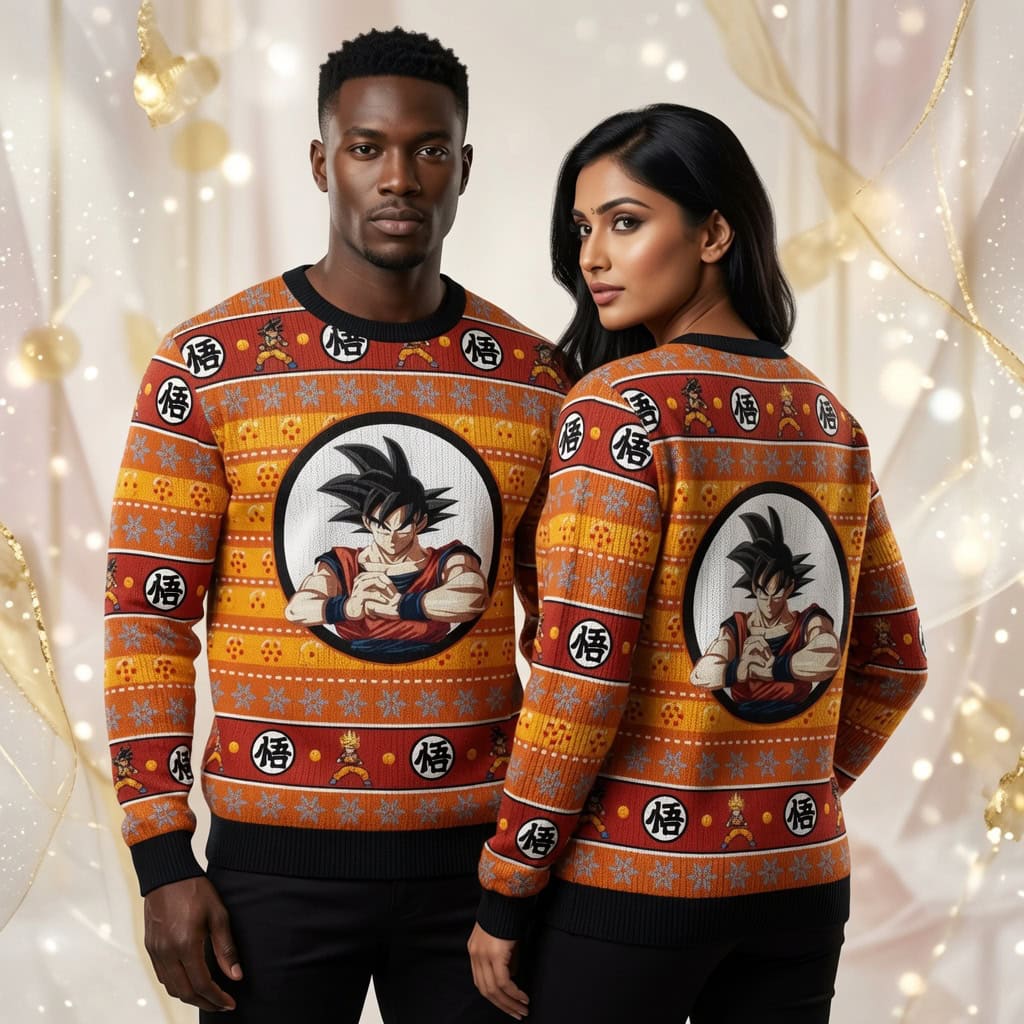Goku Christmas Ugly Sweater DB Z Anime Holiday Gift Unisex