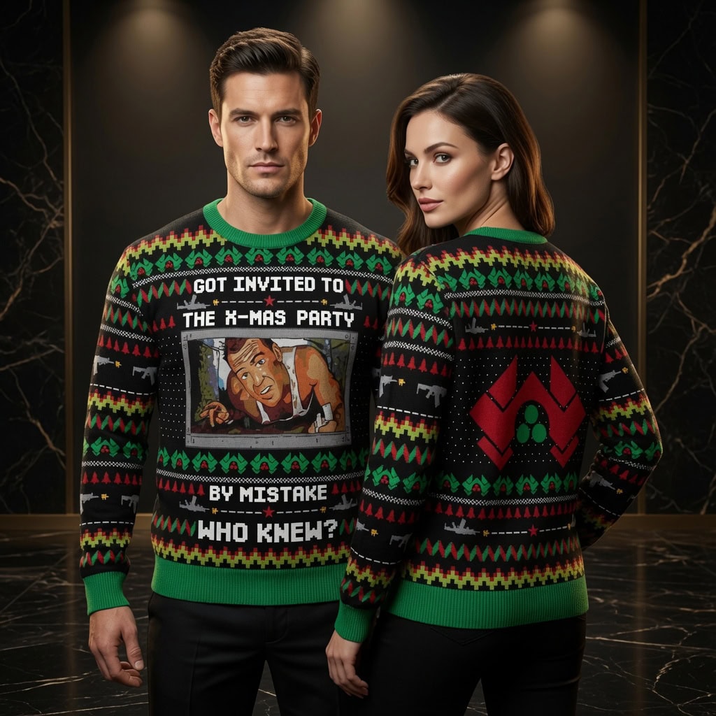 Got Invited to the Xmas Party by Mistake Die Hard Ugly Christmas Sweater
