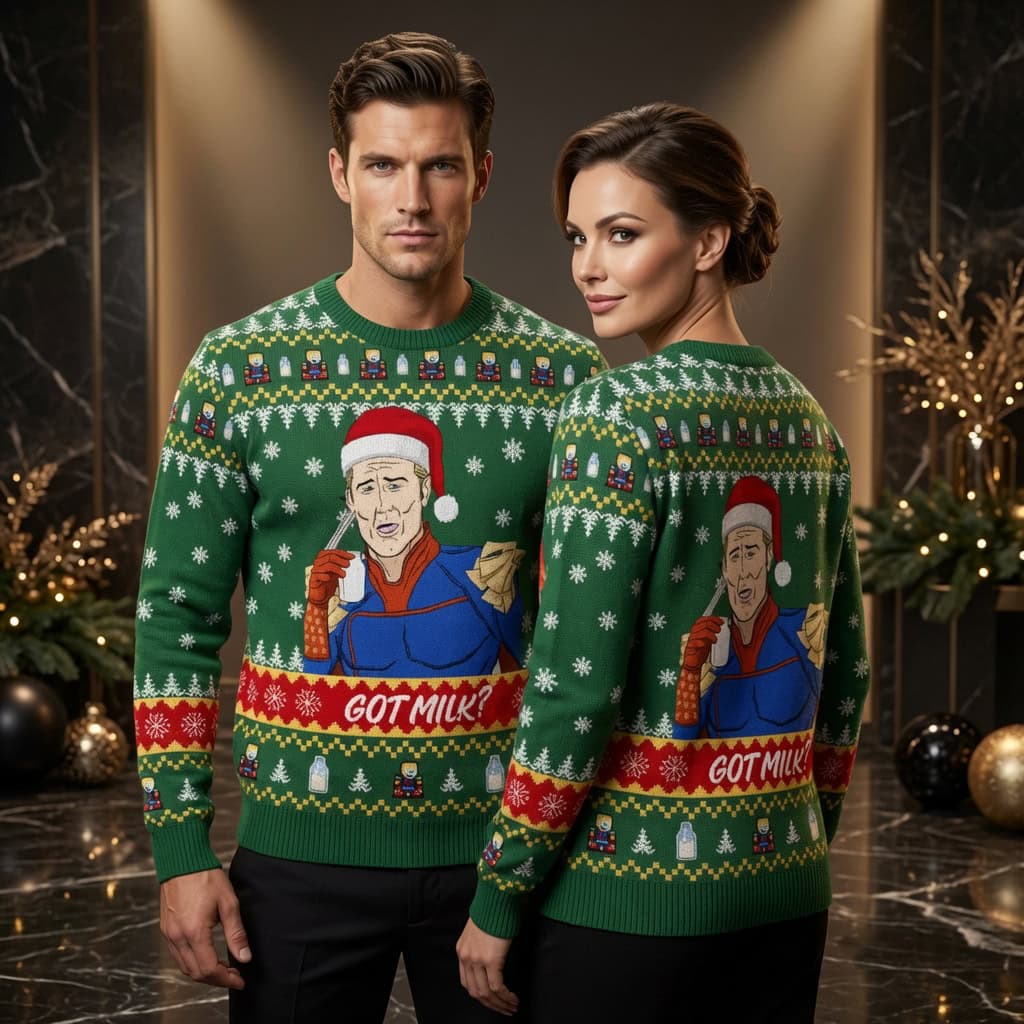 Got Milk Fallout Ugly Christmas Sweater – Funny Vault Boy Meme Holiday Sweater Got Milk Fallout Ugly Christmas Sweater - Funny Vault Boy Meme Holiday Sweater - Image 1