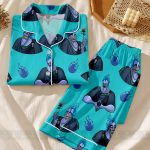 Hades Hercules Unisex Satin Pajamas Set, Spooky Season Pajamas , Long Sleeve And Short Styles - Image 4