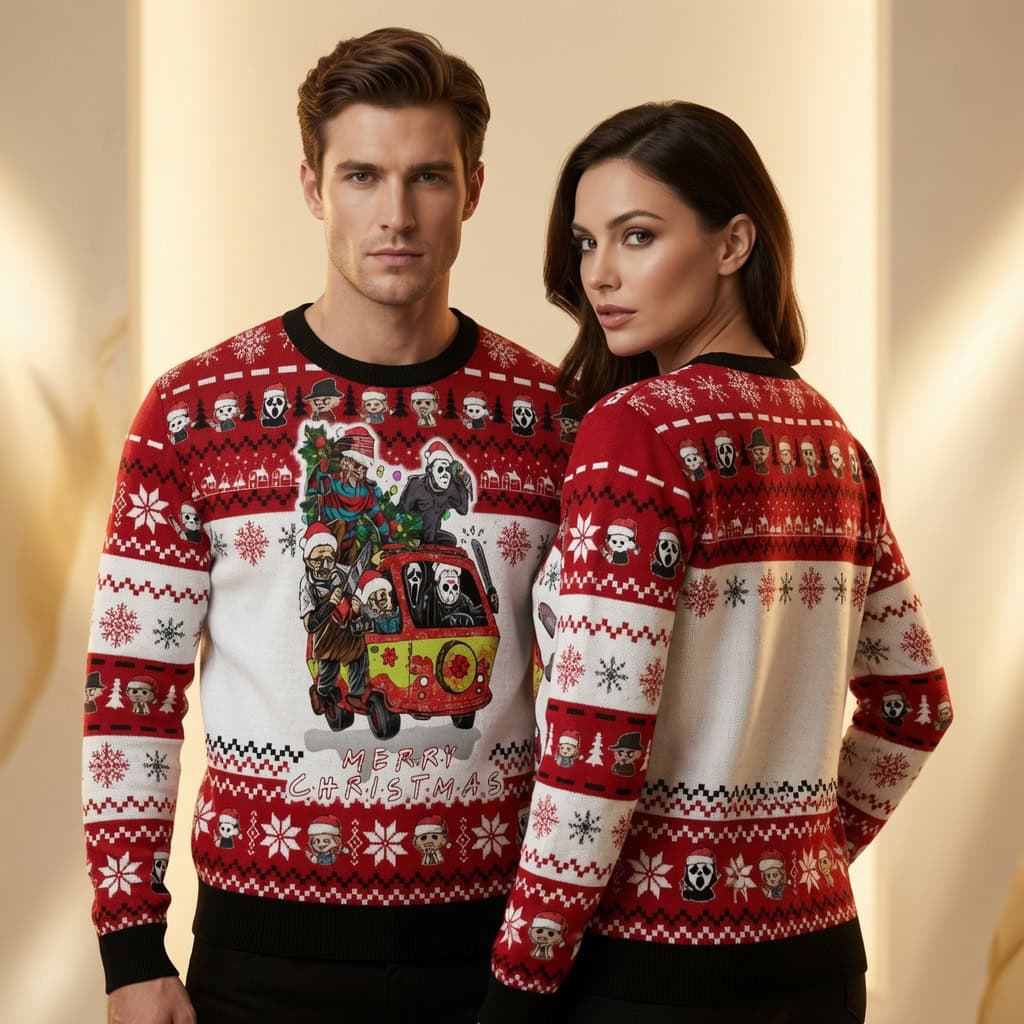 Have A Killer Day Hockey Mask Santa Ugly Christmas Sweater, Xmas Sweatshirt Have A Killer Day Hockey Mask Santa Ugly Christmas Sweater, Xmas Sweatshirt - Image 1