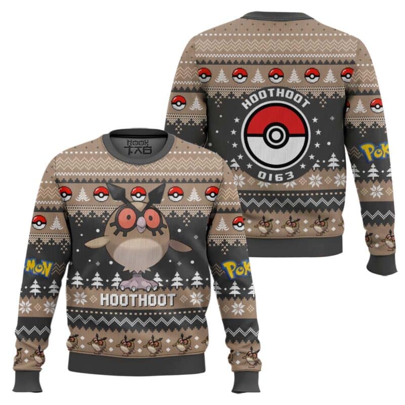 Hoothoot PKM Ugly Christmas Sweater Night Owl Flying Gen 2 All Over Print Knit Sweater