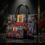 Horror Doll Inspired Handbag Set, Gothic Tote Bag with Matching Wallet, Spooky Halloween Purse, Dark Aesthetic Gift for Women