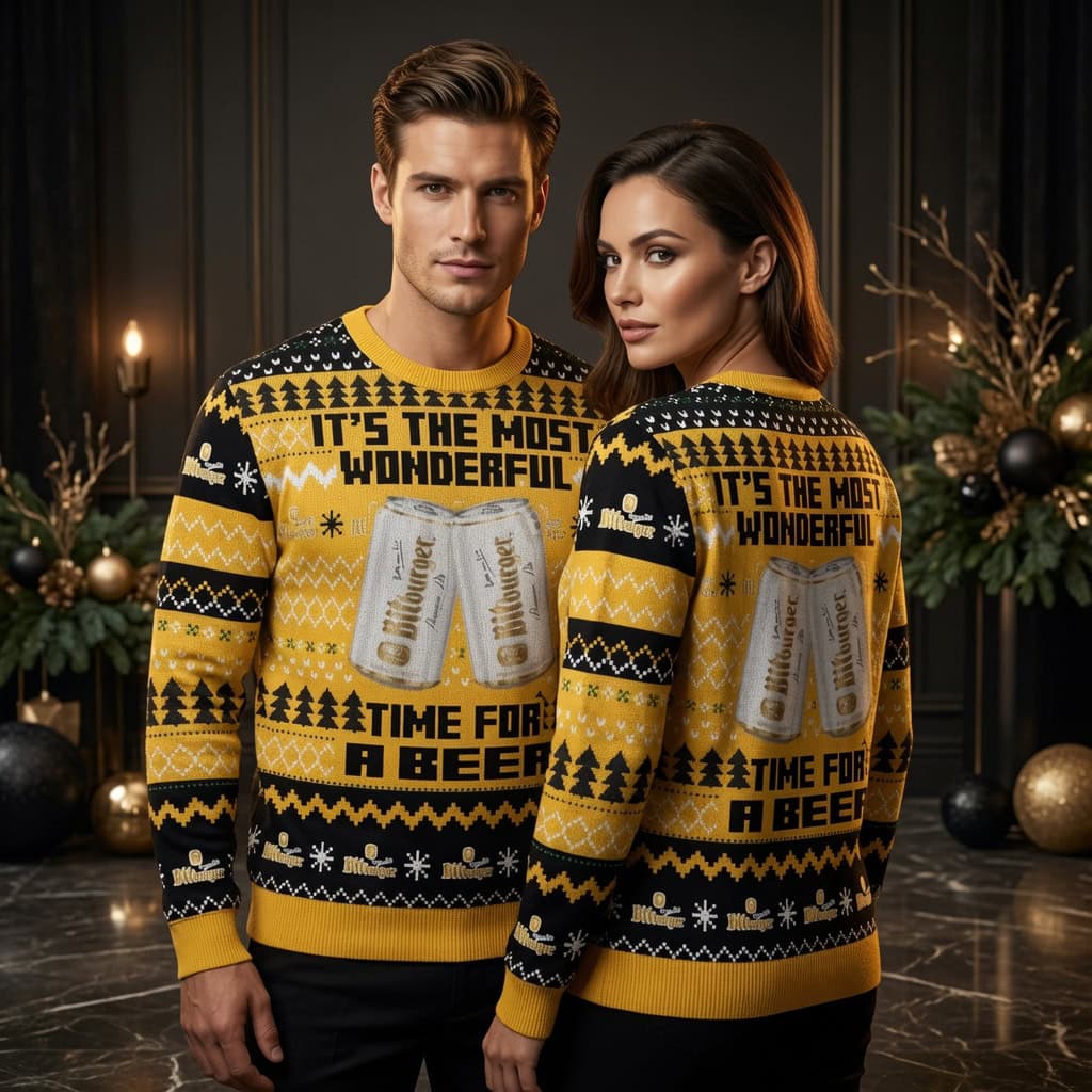 Its The Most Wonderful Time For A Beer Ugly Christmas Sweater - Funny Bitburger Holiday Sweater