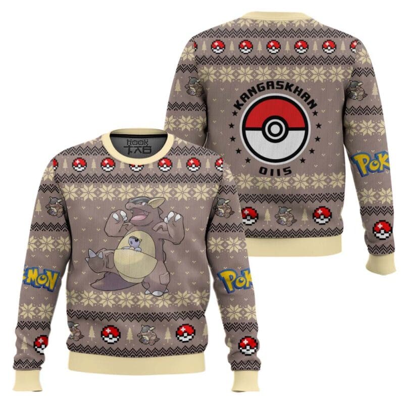 Kangaskhan PKM Ugly Christmas Sweater, Anime Christmas Sweatshirt Gift