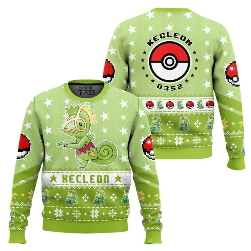 Kecleon Ugly Christmas Sweater, Pokemon Gen 3 Anime Xmas Sweatshirt Kecleon Ugly Christmas Sweater, PKM Gen 3 Anime Xmas Sweatshirt - Image 1