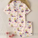 Lizzie McGuire Unisex Satin Pajamas, DN Cute Lizzie McGuire Pajamas, Long Sleeve And Short Styles