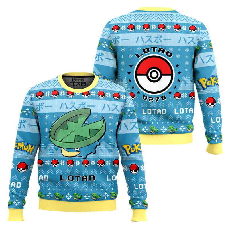 Lotad Pokemon Ugly Christmas Sweater – Water Grass Type Anime Holiday Sweater Lotad PKM Ugly Christmas Sweater - Water Grass Type Anime Holiday Sweater - Image 1
