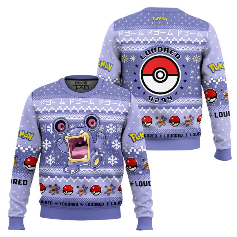 Loudred PKM Ugly Christmas Sweater - Funny Normal Type Anime Holiday Sweater