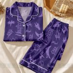 Maleficent Dragon Unisex Satin Pajamas Set, Spooky Season Pajamas , Long Sleeve And Short Styles