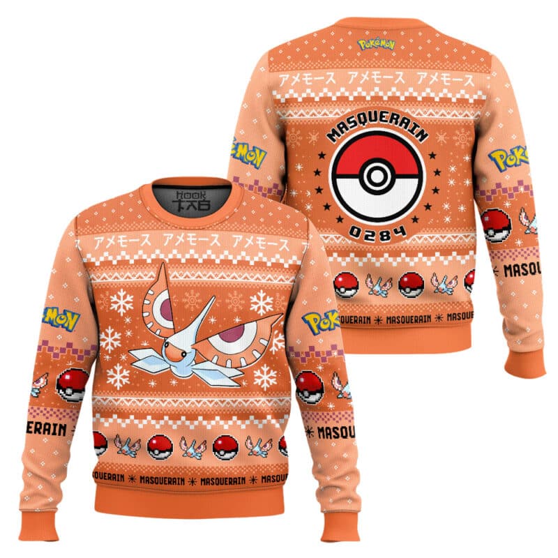 Masquerain PKM Ugly Christmas Sweater - Bug Flying Type Anime Holiday Sweater