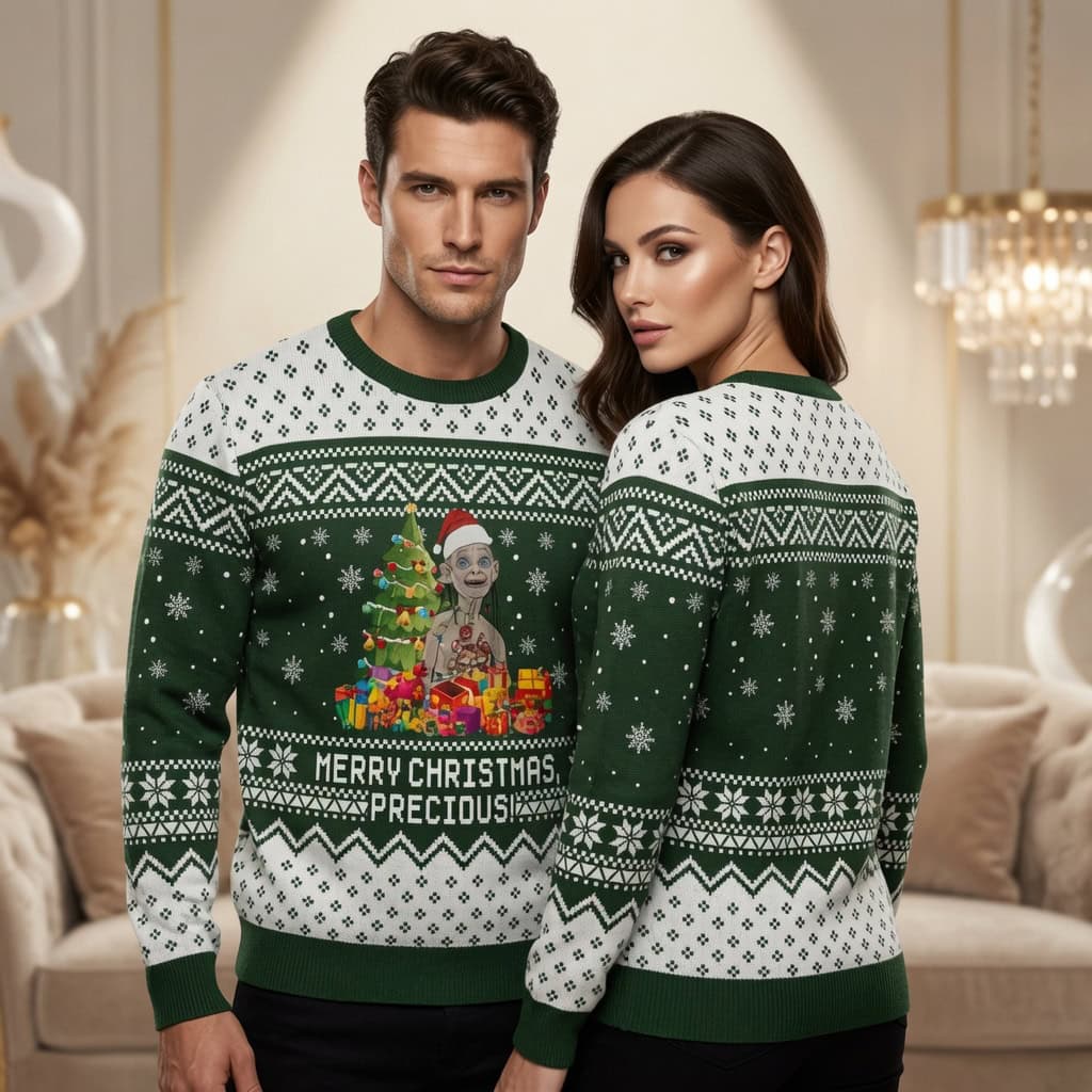 Merry Christmas Precious Ugly Christmas Sweater Gollum Christmas Tree Funny Knit Holiday Jumper
