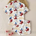 Mickey Fantasia Unisex Satin Pajamas Set, Spooky Season Pajamas , Long Sleeve And Short Styles - Image 2