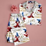 Mickey Fantasia Unisex Satin Pajamas Set, Spooky Season Pajamas , Long Sleeve And Short Styles - Image 4