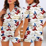 Mickey Fantasia Unisex Satin Pajamas Set, Spooky Season Pajamas , Long Sleeve And Short Styles - Image 8