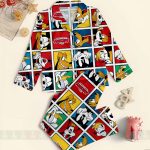 Mickey Friends Big Face Unisex Satin Pajamas Set, Spooky Season Pajamas , Long Sleeve And Short Styles - Image 3