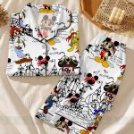 Mickey Friends Pirate Satin Pajamas Set, Donald Pluto Goofy Sleepwear