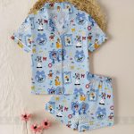 Mickey Minnie Locket Coquette Bow Cruise Line Unisex Satin Pajamas, Long Sleeve And Short Styles