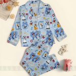 Mickey Minnie Locket Coquette Bow Cruise Line Unisex Satin Pajamas, Long Sleeve And Short Styles - Image 3