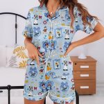 Mickey Minnie Locket Coquette Bow Cruise Line Unisex Satin Pajamas, Long Sleeve And Short Styles - Image 7