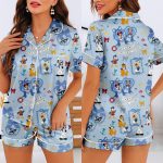 Mickey Minnie Locket Coquette Bow Cruise Line Unisex Satin Pajamas, Long Sleeve And Short Styles - Image 8