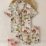 Mickey Minnie Pirate Satin Pajamas Set, LongShort Styles (100 Polyester)