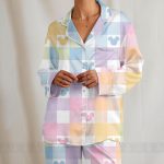 Mickey Pastel Unisex Satin Pajamas Set, Spooky Season Pajamas , Long Sleeve And Short Styles - Image 6