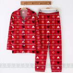 Mickey Snow Flake Unisex Satin Pajamas Set, DN Christmas Shirt, Long Sleeve And Short Styles