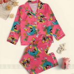 Mickey Surfing Satin Pajamas Set, Cute Beach Cartoon Sleepwear, Vacation Pajama Gift - Image 3
