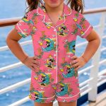 Mickey Surfing Satin Pajamas Set, Cute Beach Cartoon Sleepwear, Vacation Pajama Gift - Image 4