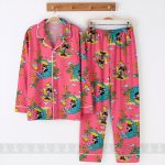 Mickey Surfing Satin Pajamas Set, Cute Beach Cartoon Sleepwear, Vacation Pajama Gift - Image 5