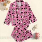 Minnie Emotions Unisex Satin Pajamas, DN Cute Minnie Mouse Pajamas, Long Sleeve And Short Styles