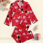 Minnie Heart Bow Unisex Satin Pajamas Set, DN Valentines Pajamas, Long Sleeve And Short Styles - Image 2