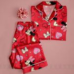 Minnie Heart Bow Unisex Satin Pajamas Set, DN Valentines Pajamas, Long Sleeve And Short Styles - Image 3
