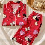 Minnie Heart Bow Unisex Satin Pajamas Set, DN Valentines Pajamas, Long Sleeve And Short Styles - Image 4