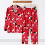 Minnie Heart Bow Unisex Satin Pajamas Set, DN Valentines Pajamas, Long Sleeve And Short Styles - Image 5