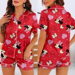 Minnie Heart Bow Unisex Satin Pajamas Set, DN Valentines Pajamas, Long Sleeve And Short Styles - Image 8