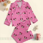 Minnie Mouse Pink Stripe Satin Pajama Set, Kids Youth Sleepwear (ShortLong) - Image 3