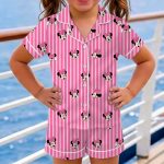 Minnie Mouse Pink Stripe Satin Pajama Set, Kids Youth Sleepwear (ShortLong) - Image 4