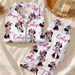 Minnie Mouse Satin Pajamas for Kids, Personalized DN Sleepwear, Custom Name Pajama Gift - Image 2