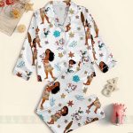 Moana Pua Hei Hei Chicken Unisex Satin Pajamas Set, Spooky Season Pajamas , Long Sleeve And Short Styles