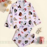 Mulan Moana Tangled Belle Coquette Bow Unisex Satin Pajamas Set, Pajamas, Long Sleeve And Short Styles